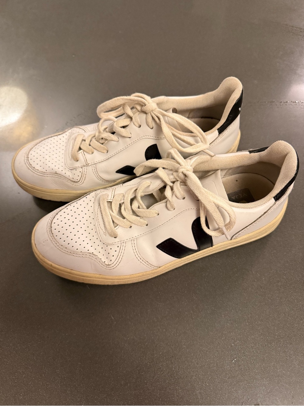 Veja White Sneakers with Black V Logo